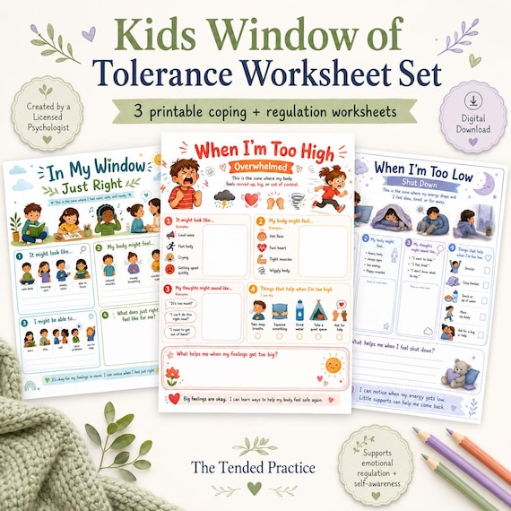 Window of Tolerance Kids Worksheet