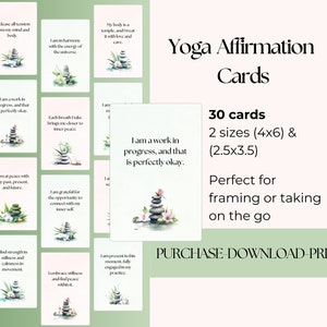 Affirmation Cards For Yogi, Yoga Practice, Motivational Cards, Mindfulness, Mental Health, Positive Mindset, Therapy Office, Yoga Studio