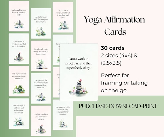 Yoga Affirmation Cards, Mindfulness, Mental Health (Digital Download)