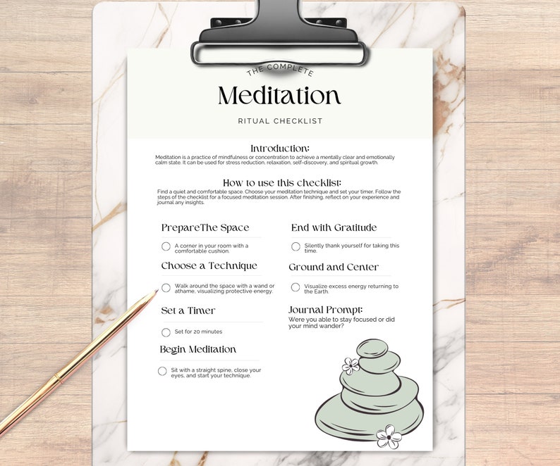 Meditation Ritual Checklist Bundle | Daily &amp; Monthly Tracker (digital Download) - Etsy