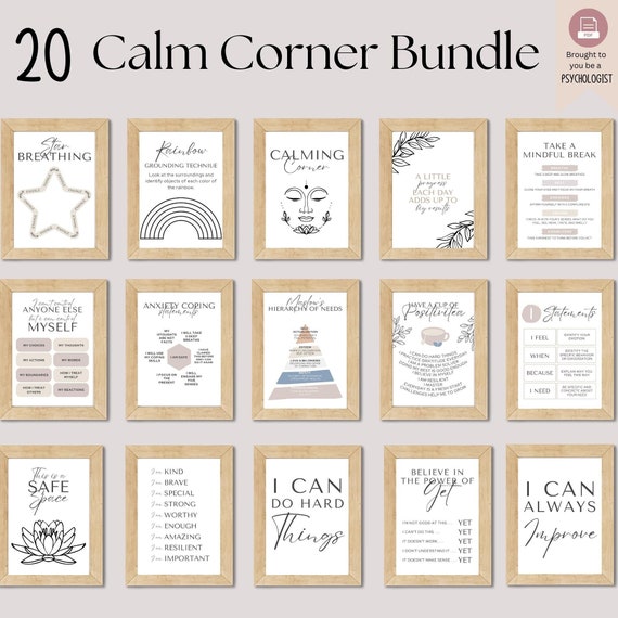 Calming Corner Poster Set, Therapy Office Decor (Digital Download)
