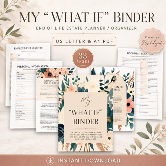 End of Life Planner Printable, Legacy Estate Organization (Digital Download)