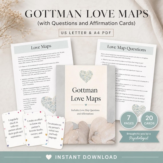 Gottman Love Maps Bundle, Relationship Questions and Affirmations (Digital Download)