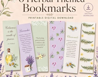 Herbal Bookmarks | Vintage Floral Prints, Book Club Gift (Digital Download)