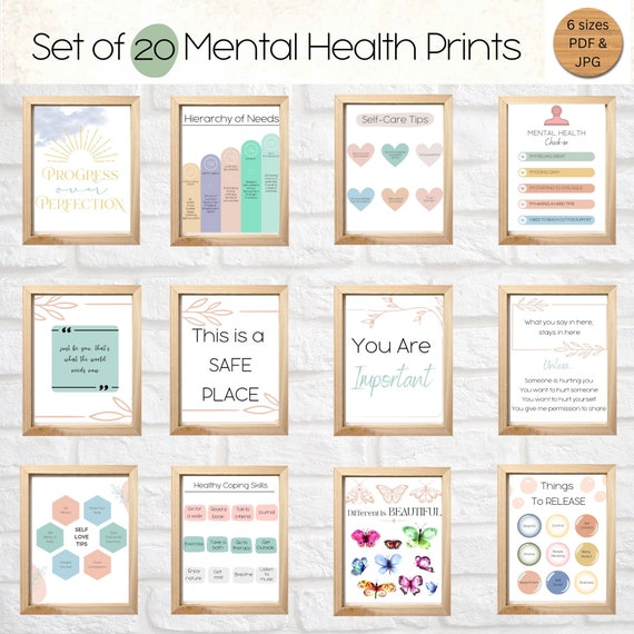 Therapist Office Decor Prints | Mental Health Posters, Counselor Art (Digital Download)