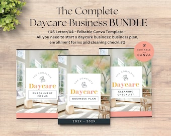 Daycare Business Plan Bundle, Editable Forms (CANVA Template)