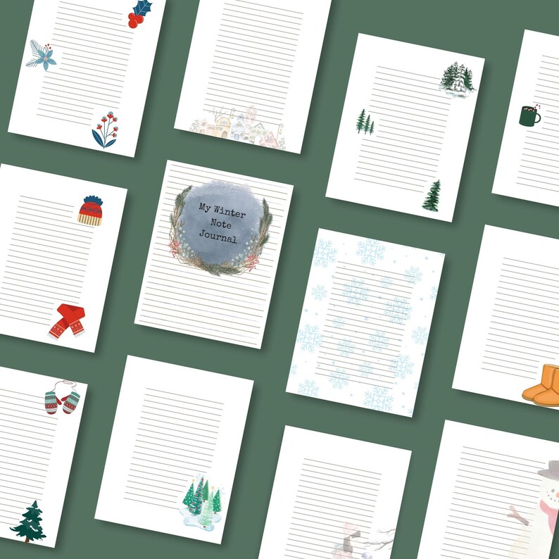 Winter Notes Pages Winter Notes Printable - Lined Journal Pages, Set of 10 (PDF) - Etsy