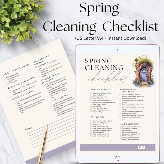 Spring Cleaning Checklist, Household Planner (PDF Printable)