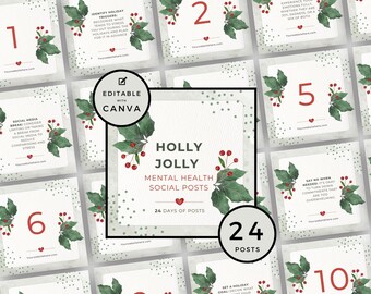 Holiday Mental Health Instagram Posts, Canva Templates (Digital Download)