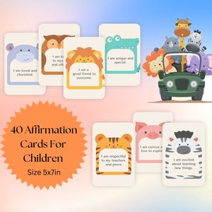 Printable Affirmation Cards for Kids, School Age, Kindergarten Classroom Activity, Class Decor, Nursery, Children's Mental Health, Mantra