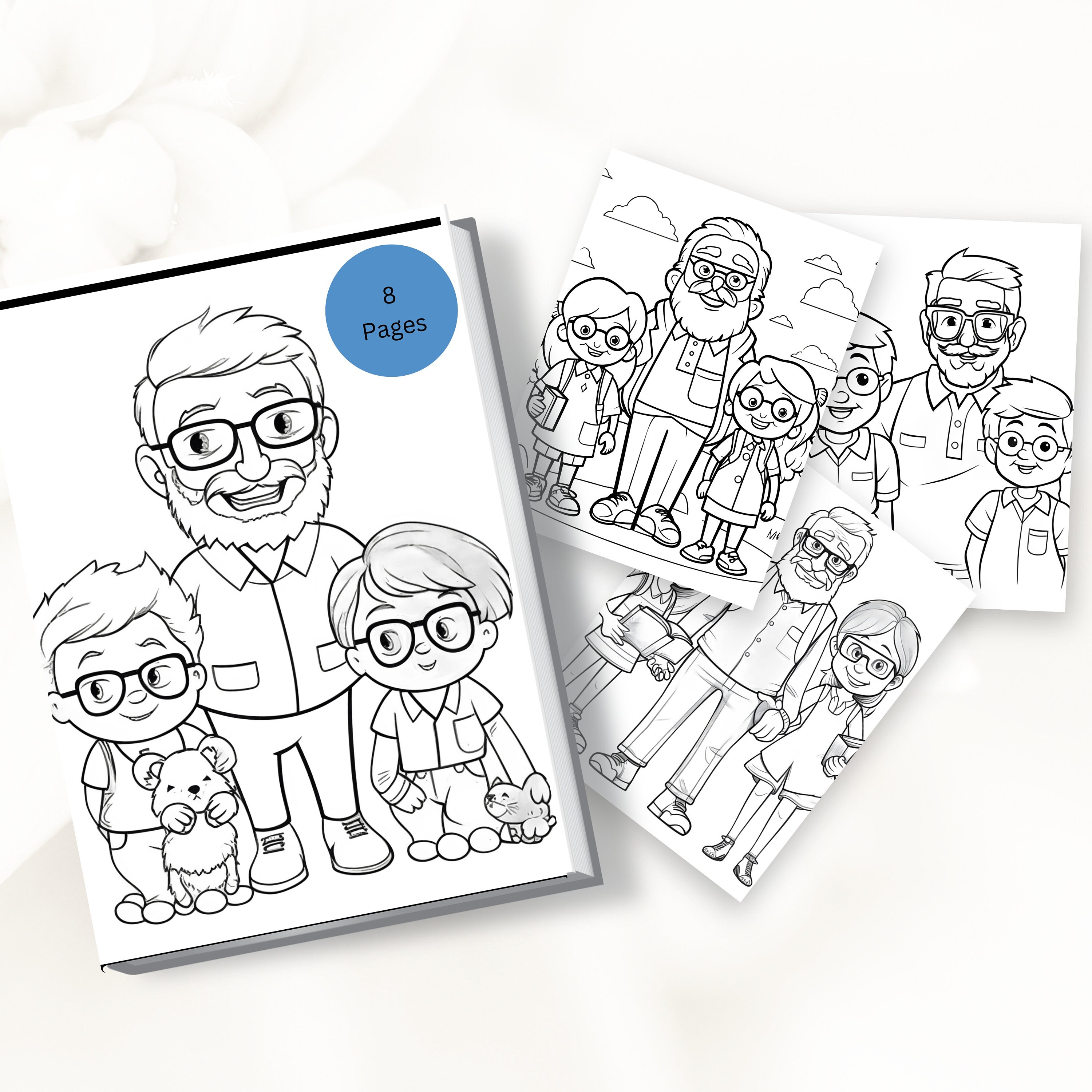 Adult Coloring Pages, Father's Day Themed Printable, Coloring Bundle