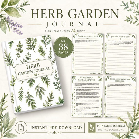 Herb Garden Planner Printable, Gardening Journal (PDF)