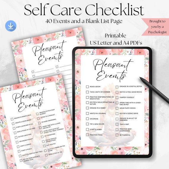 Self Care Checklist, Pleasant Events Planner (Printable PDF)