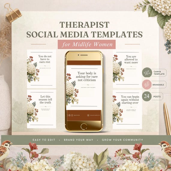 Menopause Coach Instagram Templates, Editable Midlife Mental Health Posts, Wellness Content for Social Media