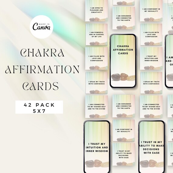 Reiki Chakra Affirmation Cards, Mindfulness Gift (PDF)