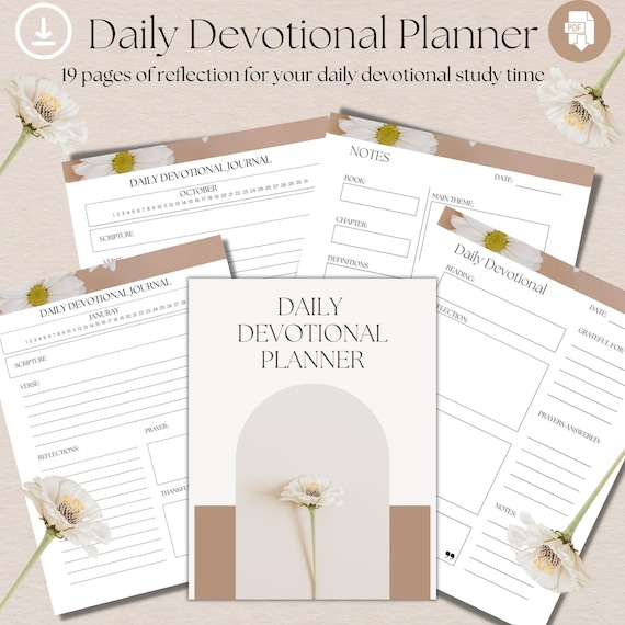 Printable Daily Devotional Journal, Scripture Study Reflection (Digital Download)