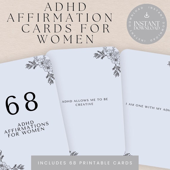 ADHD Affirmation Cards for Women – Printable Canva Template (Digital Download)