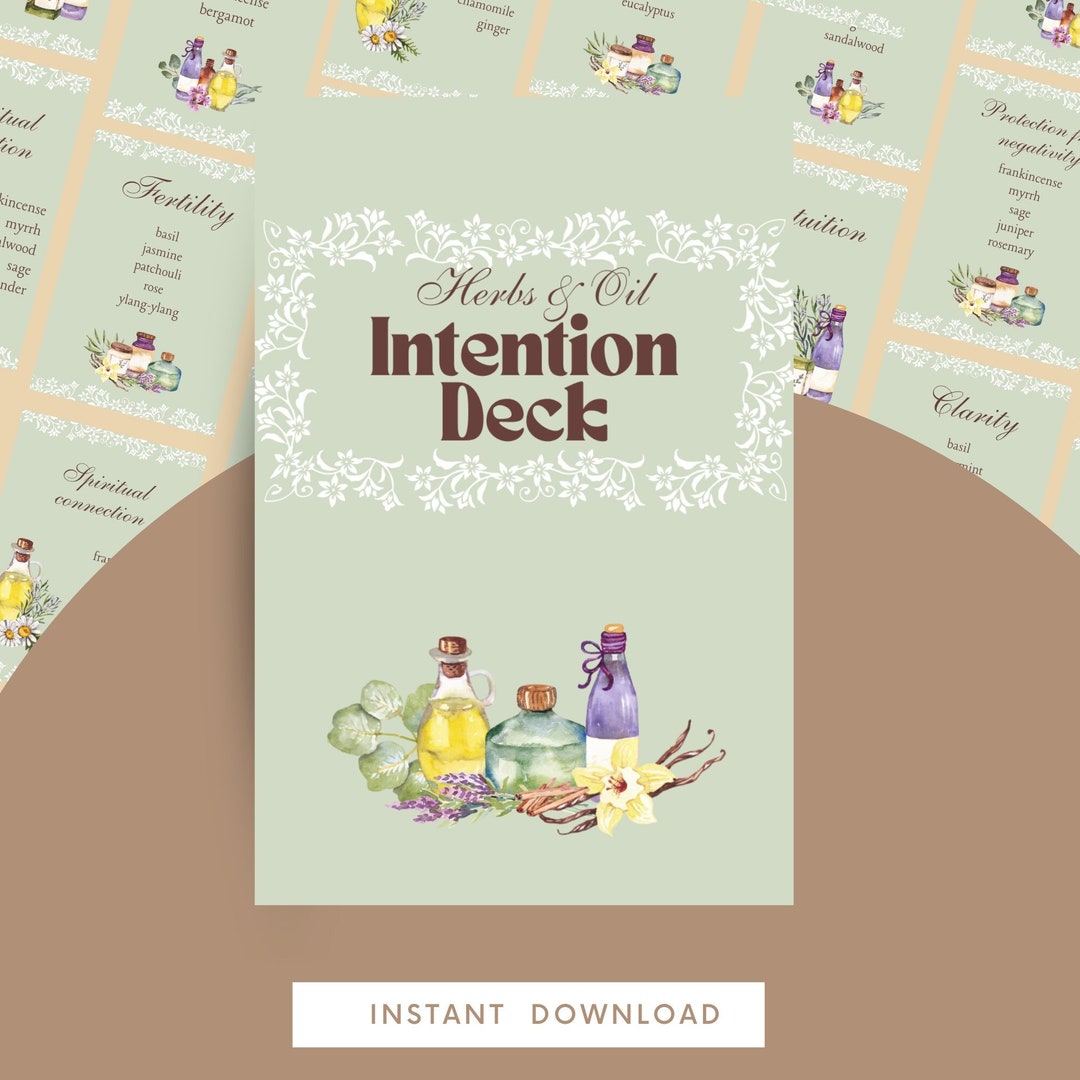 Printable Intention Card Deck, Affirmation Cards, Healing Herbs, Herbal