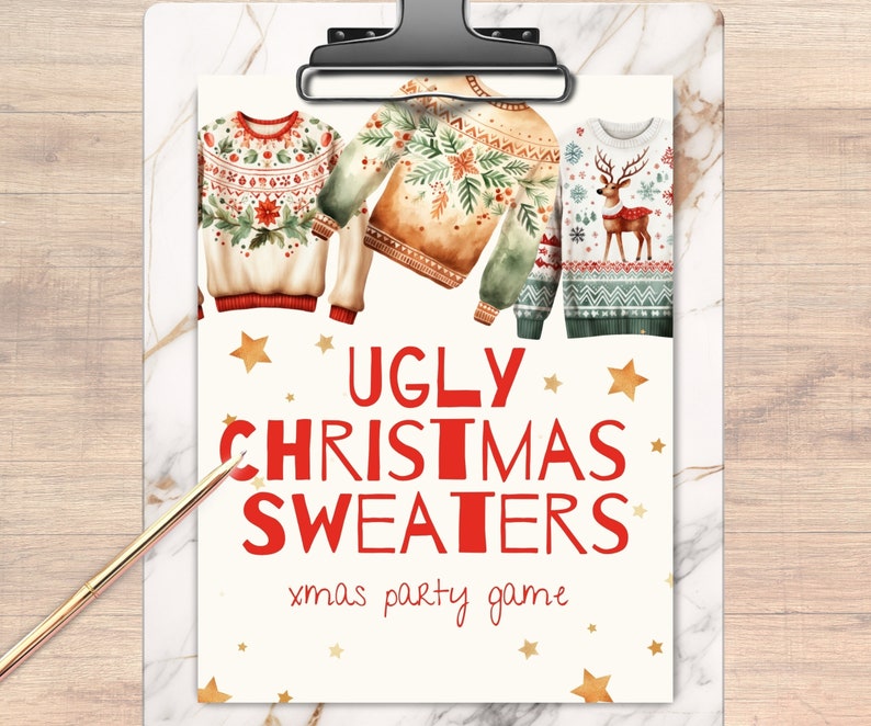 Ugly Christmas Sweater Party Game Holiday Favors Ugly Etsy UK