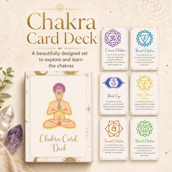 Reiki Chakra Cards, Healing and Information, Printable Set (PDF)