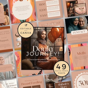 Doula Social Media Templates, Muslim Women, Arab American Mothers, Birth Worker, Doula Instagram Marketing, Postpartum, Canva, Pregnancy