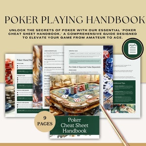 Poker Cheat Sheet, Texas Hold'em hand rankings, Poker Hand Rank Instant Download Multiple Sizes, Poker Sheets Printable PDF files