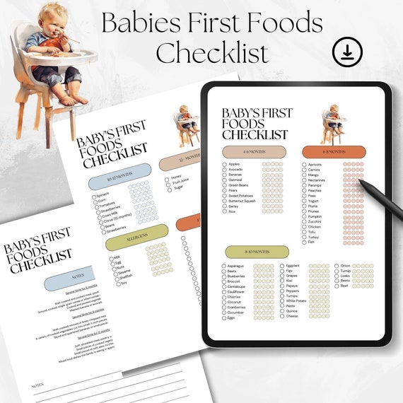 Baby's First Foods Checklist | Tracker with Allergens (PDF)