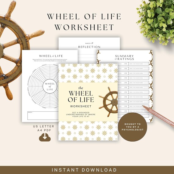 Printable Wheel of Life Worksheets, Goal Setting (Digital Download)