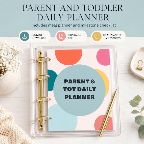 Parent Toddler Daily Planner, Kids Schedule, Meal Plan (Digital Download)