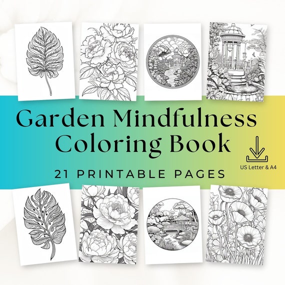 Garden Flowers Coloring Pages, Roses Poppies Printable (21 Pages) (Digital Download)