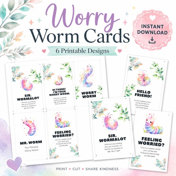 Worry Worm Tags - Printable Poem Tags & Cards For Comforting Worry Worms