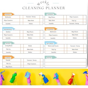 Editable Weekly Cleaning Planner, Chores Checklist (PDF & Canva) - Etsy