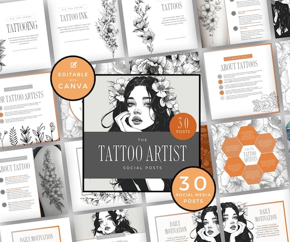 Tattoo Artist Instagram Post Templates | Editable Canva Designs (Digital Download)
