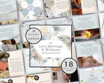 Therapist Instagram Post Templates, Marriage & Wellness (Canva)