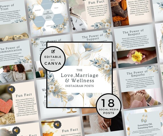 Therapist Instagram Post Templates, Marriage & Wellness (Canva)