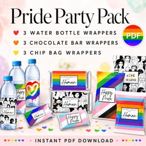 Pride Party Pack: Candy, Chip & Water Bottle Wrappers (PDF)