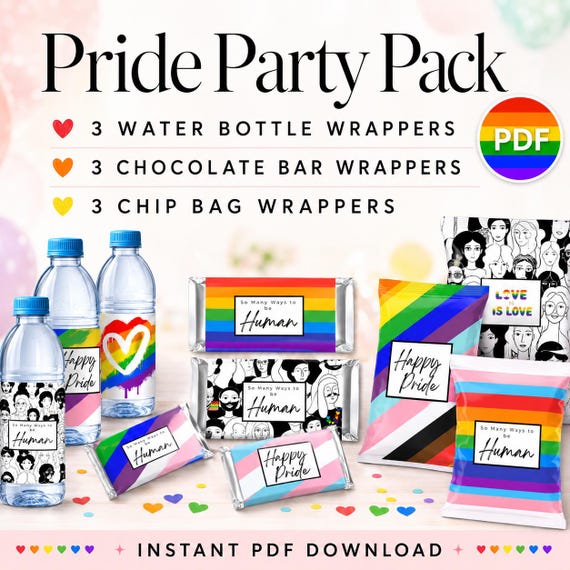 Pride Party Pack: Candy, Chip & Water Bottle Wrappers (PDF)