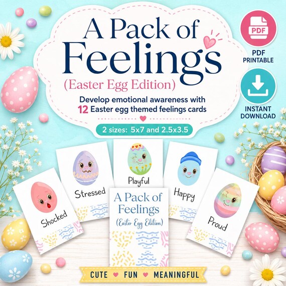 Feelings Cards | Easter Egg Edition, Emotional Awareness (Digital Download)
