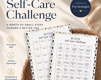 Self-Care Challenge Tracker Printable: 30 Day Wellness (PDF)