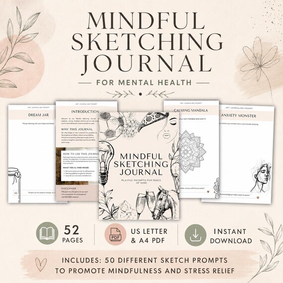 Mindful Sketching Journal with Prompts (Digital Download)