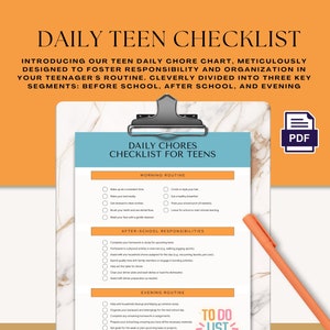 Chore Chart For Teens | Kids Daily Weekly Schedule | Responsibility Chart | Screen Time | Checklist | Kids Teens Adults | Routine Checklist
