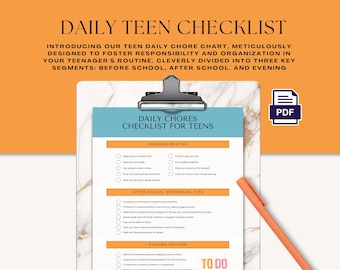 Teen Chore Chart | Daily & Weekly Checklist (Printable PDF)