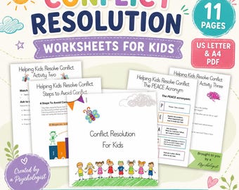 Conflict Resolution Worksheets for Kids, Teens, Relationship Skills (PDF)