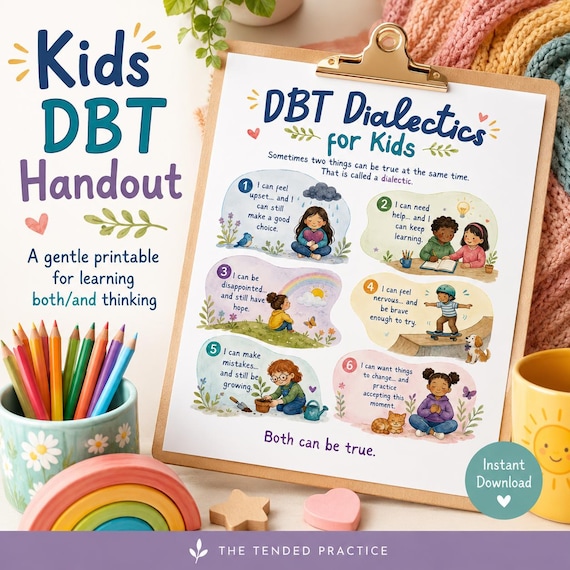 DBT Workbook for Kids, Coping Skills Worksheets, Emotional Support Activities, Digital Therapy Resources