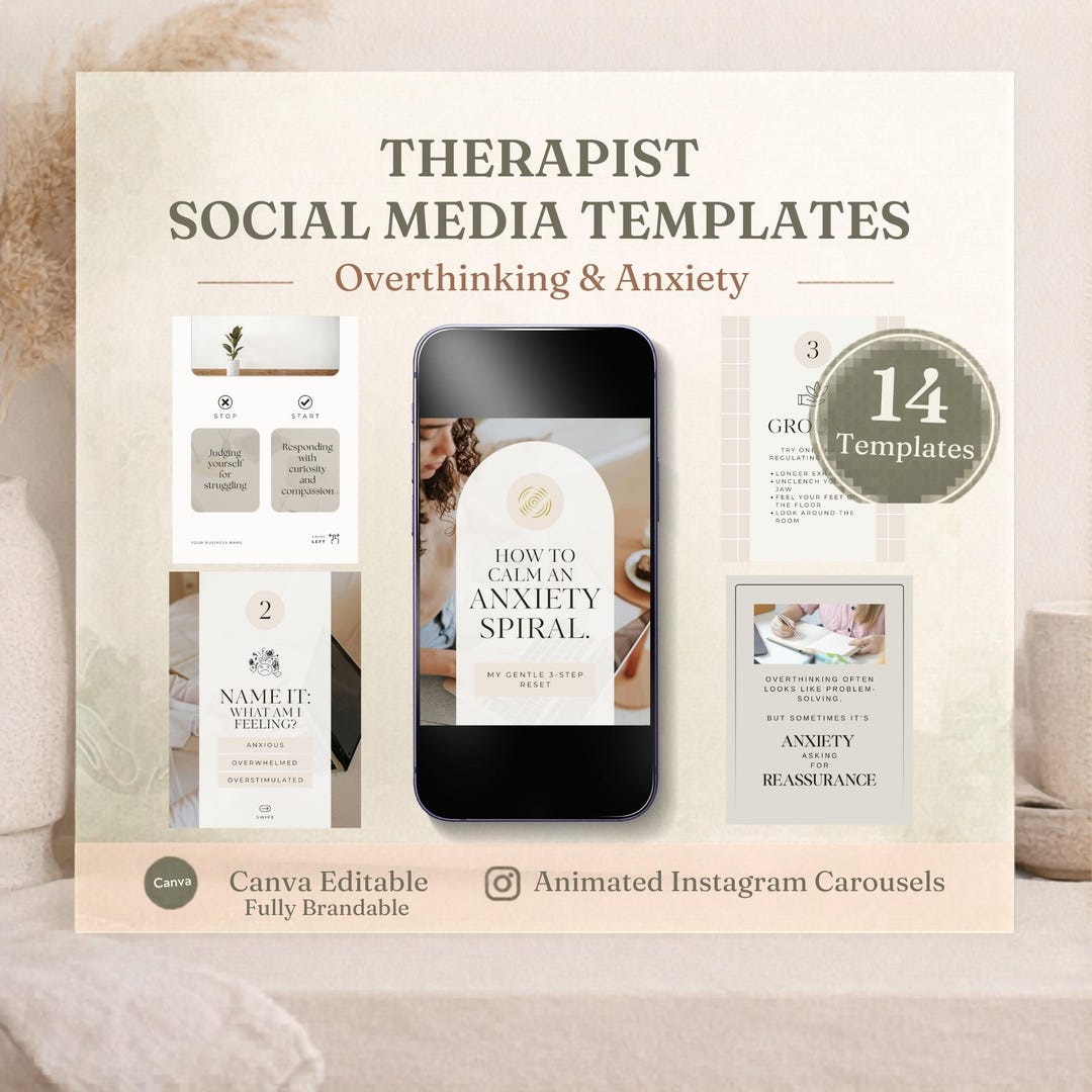 Animated Instagram Carousel Templates Canva | Editable Therapist Social ...