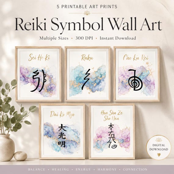 Reiki Symbols Wall Art Prints, Spa Decor (Digital Download)