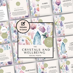 Instagram Crystal Healing, Spiritual Instagram Post Templates, Spiritual Instagram Templates Canva, Spiritual Coach, Crystal Instagram