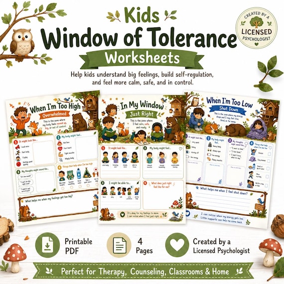 Window of Tolerance Kids worksheets