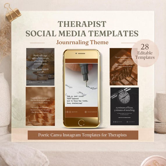 Instagram Post Templates for Therapist, Canva Social Media Designs, Mental Health Content, Editable Posts