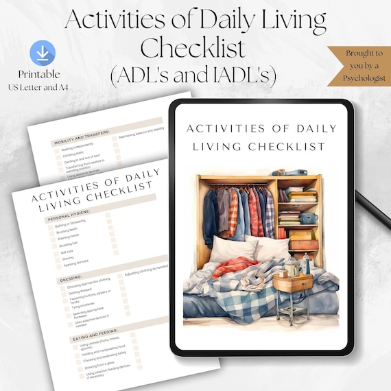 Activities of Daily Living Checklist, Senior Care adl iadl (pdf, us letter, a4)